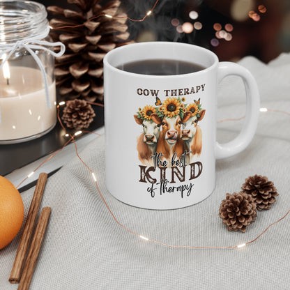 Cow Therapy Is The Best Kind Of Therapy  - 11 oz Ceramic Mug