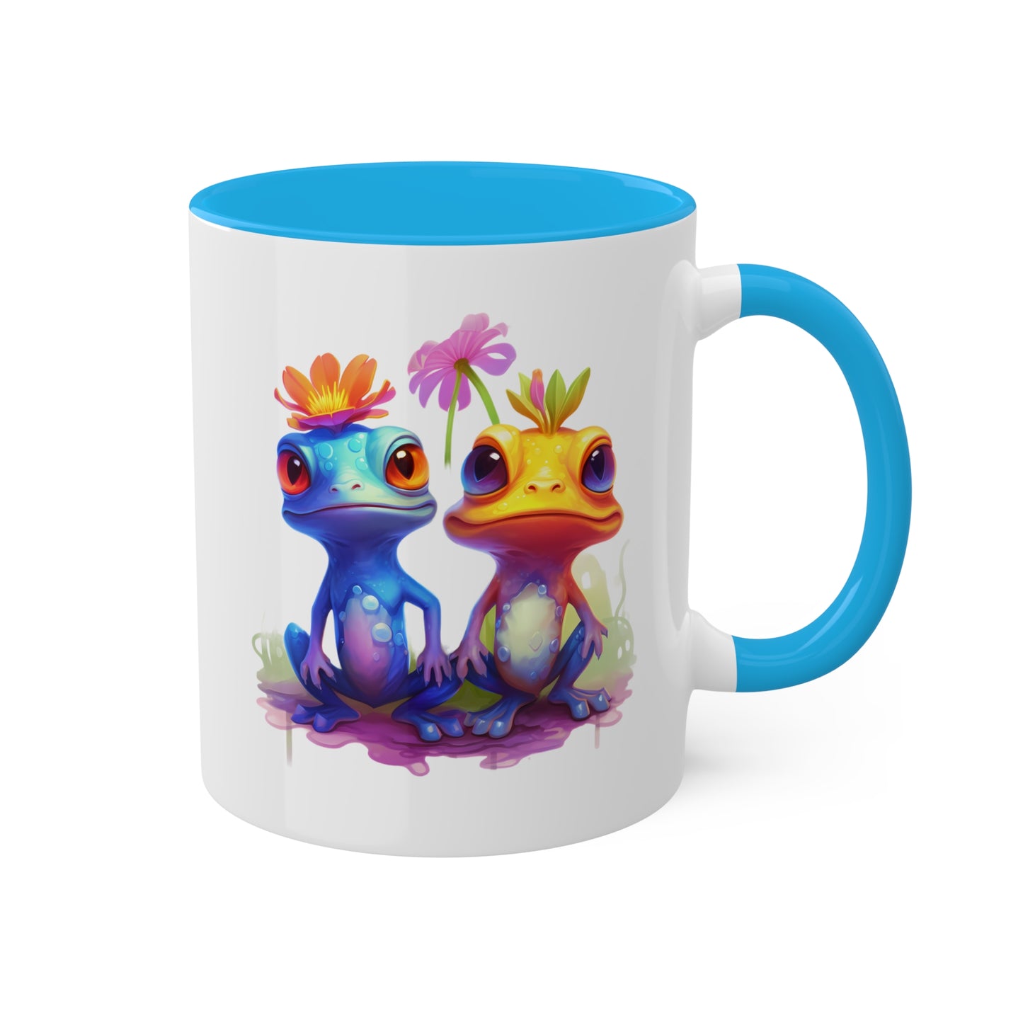 Two Cute Little Frogs Sitting - 11 oz Colorful Coffee Mug