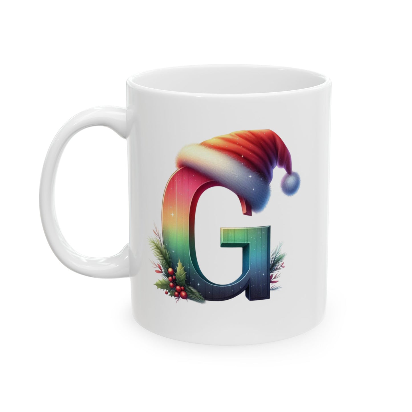 "G" Christmas Alphabet Letter - Holiday Gift Mug (11oz, 15oz)