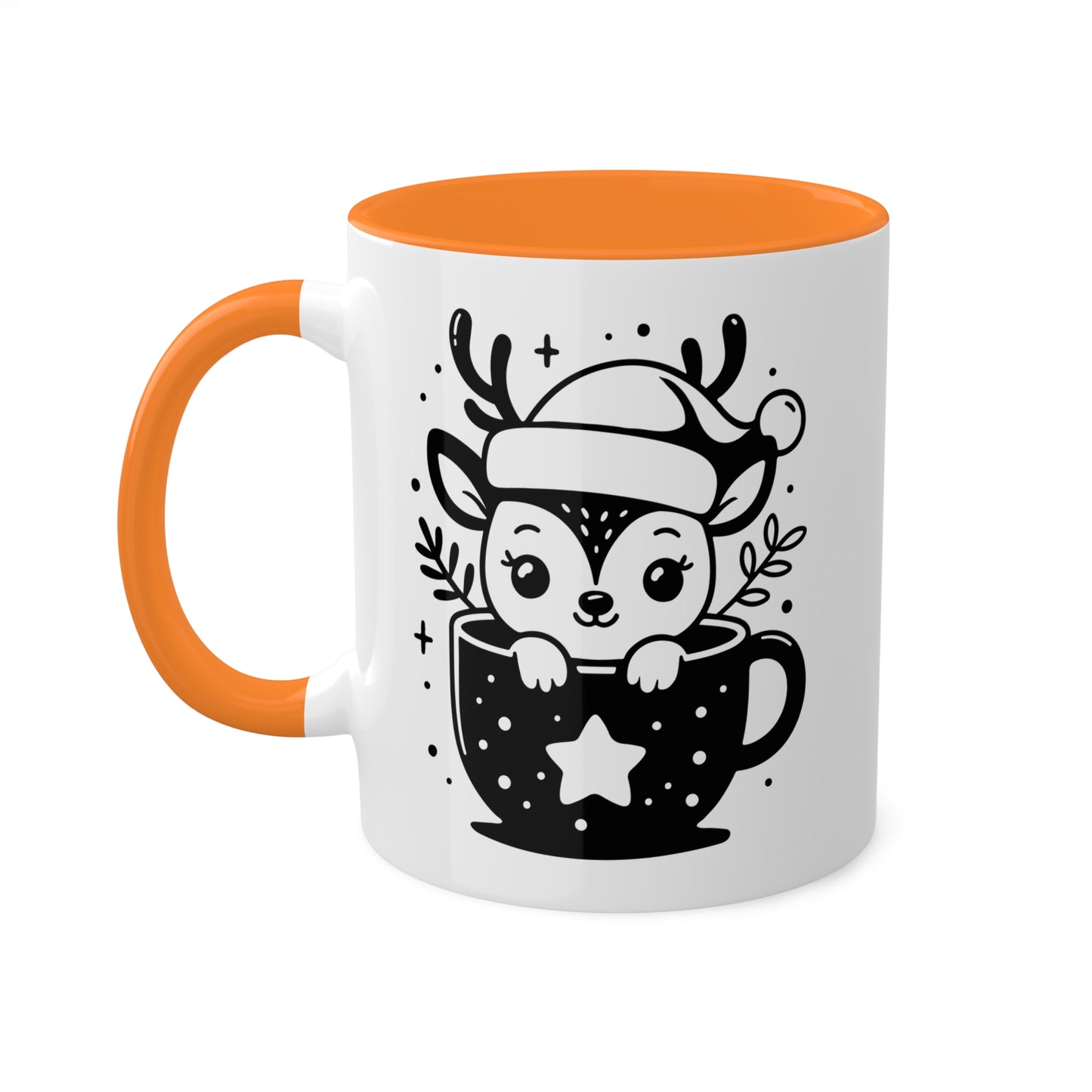 Lindo reno navideño de dibujos animados en taza de té - Taza de regalo navideña de 11 oz