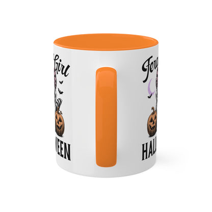 Feral Girl Halloween With Cute Raccoon - 11oz Colorful Halloween Mug