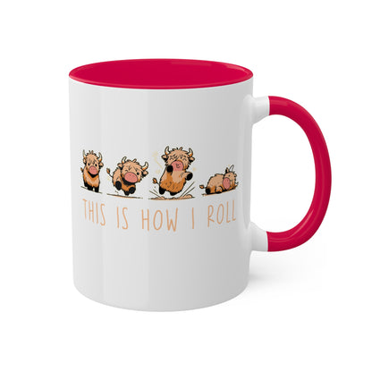 Así es como me muevo con las lindas vacas de las Tierras Altas - Taza de café colorida de 11 oz