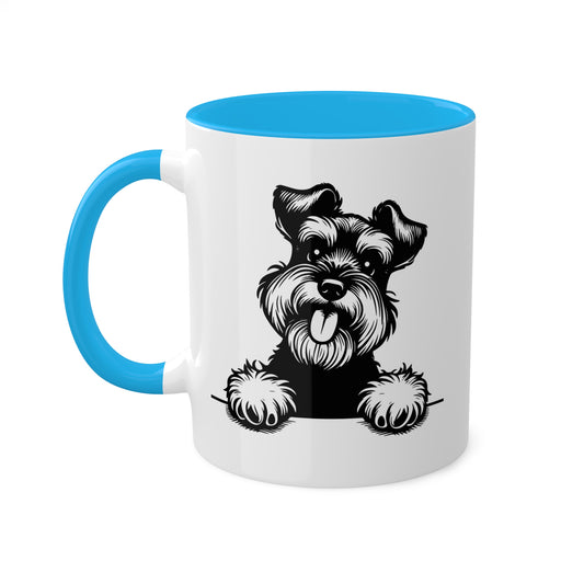 Taza colorida de 11 oz con cara de perro Schnauzer miniatura