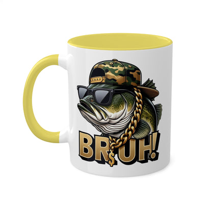 Bruh Fish con gafas de sol - Taza de regalo divertida y colorida de 11 oz