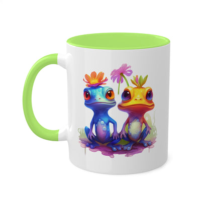 Two Cute Little Frogs Sitting - 11 oz Colorful Coffee Mug