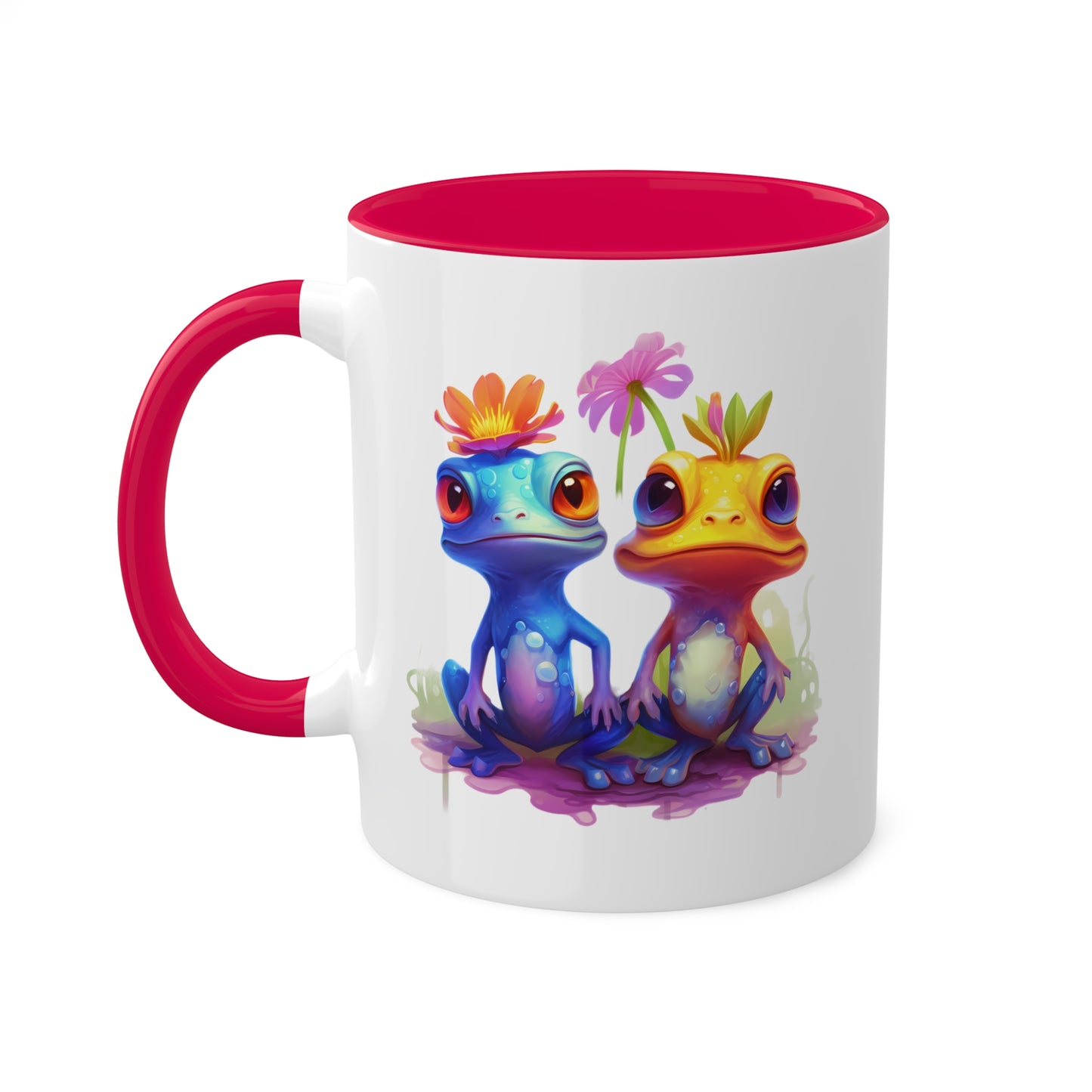 Two Cute Little Frogs Sitting - 11 oz Colorful Coffee Mug