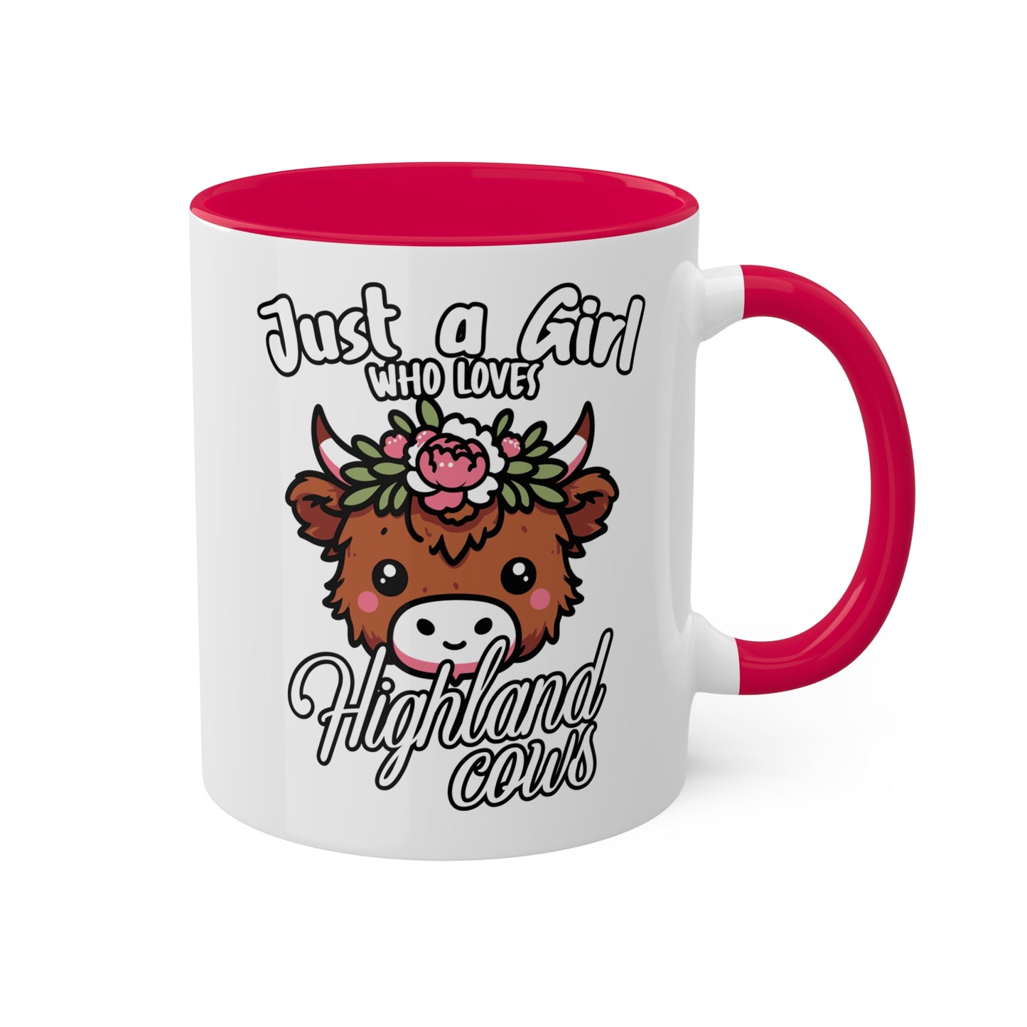 Solo una chica que ama las vacas de las Tierras Altas - Taza colorida de 11 oz