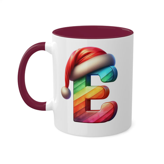 "E" Christmas Alphabet Letter - 11 oz Holiday Gift Mug