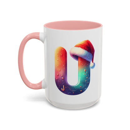 "U" Christmas Alphabet Letter - Holiday Gift Mug (11, 15oz)