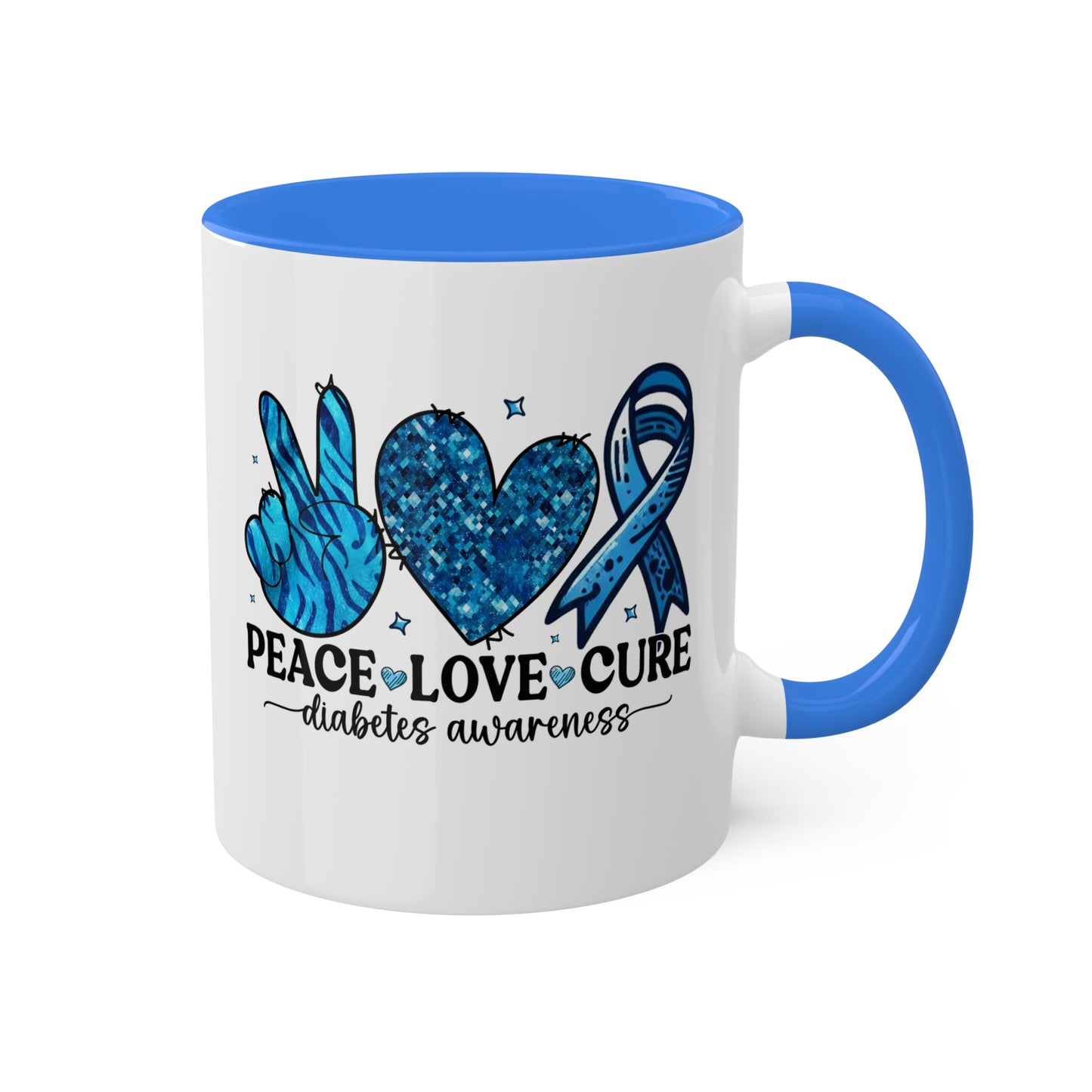 Peace Love Cure - Diabetes Awareness Coffee Mug, 11 oz