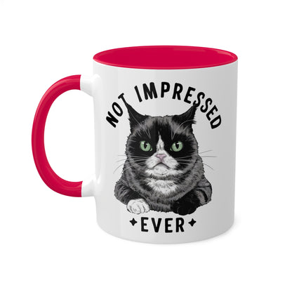 Nunca me impresionó - Lindo gato gruñón - Taza de café colorida de 11 oz