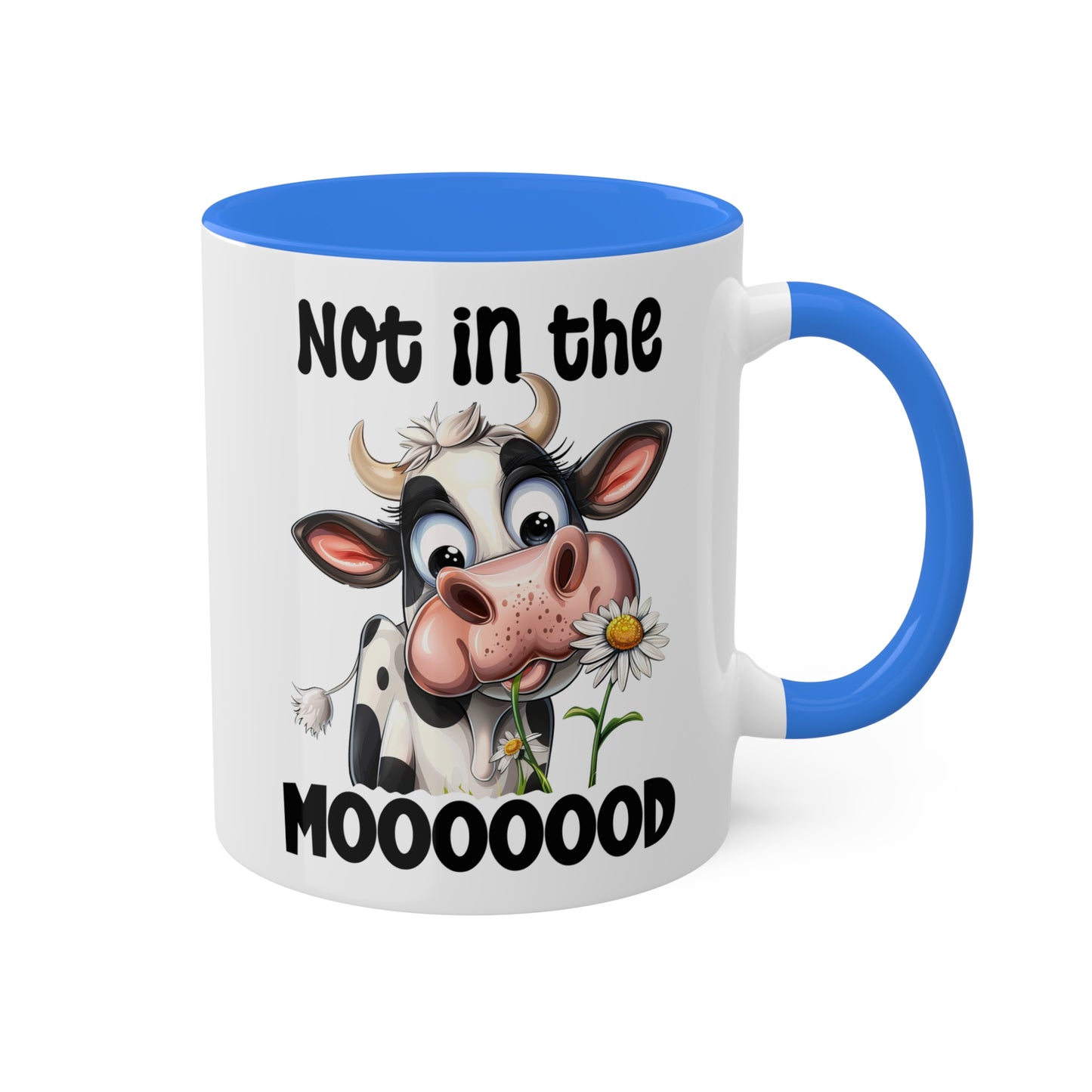 No estoy de humor - Linda vaca con flores - Taza de café colorida de 11 oz