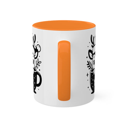 Lindo reno navideño de dibujos animados en taza de té - Taza de regalo navideña de 11 oz