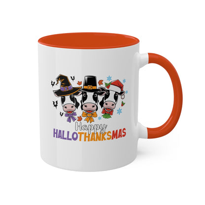 FELIZ DIA DE SAN VALENTÍN CON TRES LINDAS VACAS - Taza colorida de 11 oz