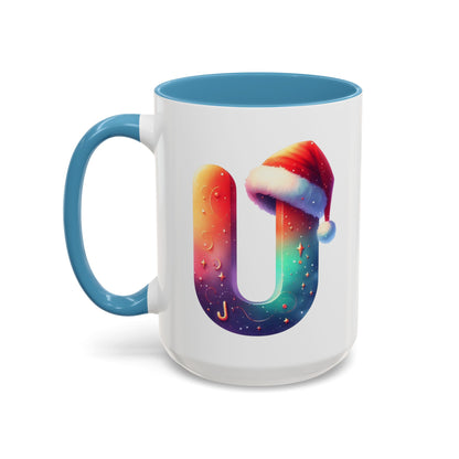 "U" Christmas Alphabet Letter - Holiday Gift Mug (11, 15oz)