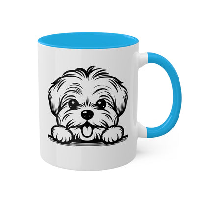 Taza de café con cara de perro maltés, regalo, taza colorida de 11 oz