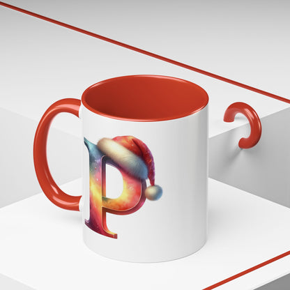 Taza con la letra "P" del alfabeto navideño (11, 15 oz)