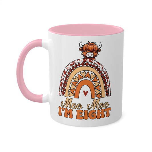 Moo Moo I'm Eight - Taza de café colorida de 11 oz