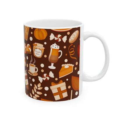 Pumpkin Cookies - Fall Pattern Thanksgiving Coffee Gift Mug (11oz, 15oz)