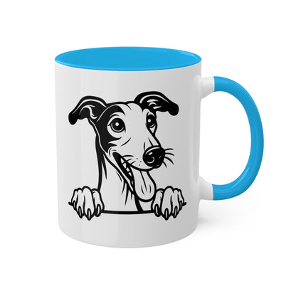 Taza de café colorida con cara de perro galgo - 11 oz