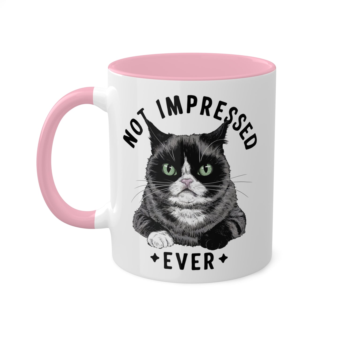 Nunca me impresionó - Lindo gato gruñón - Taza de café colorida de 11 oz