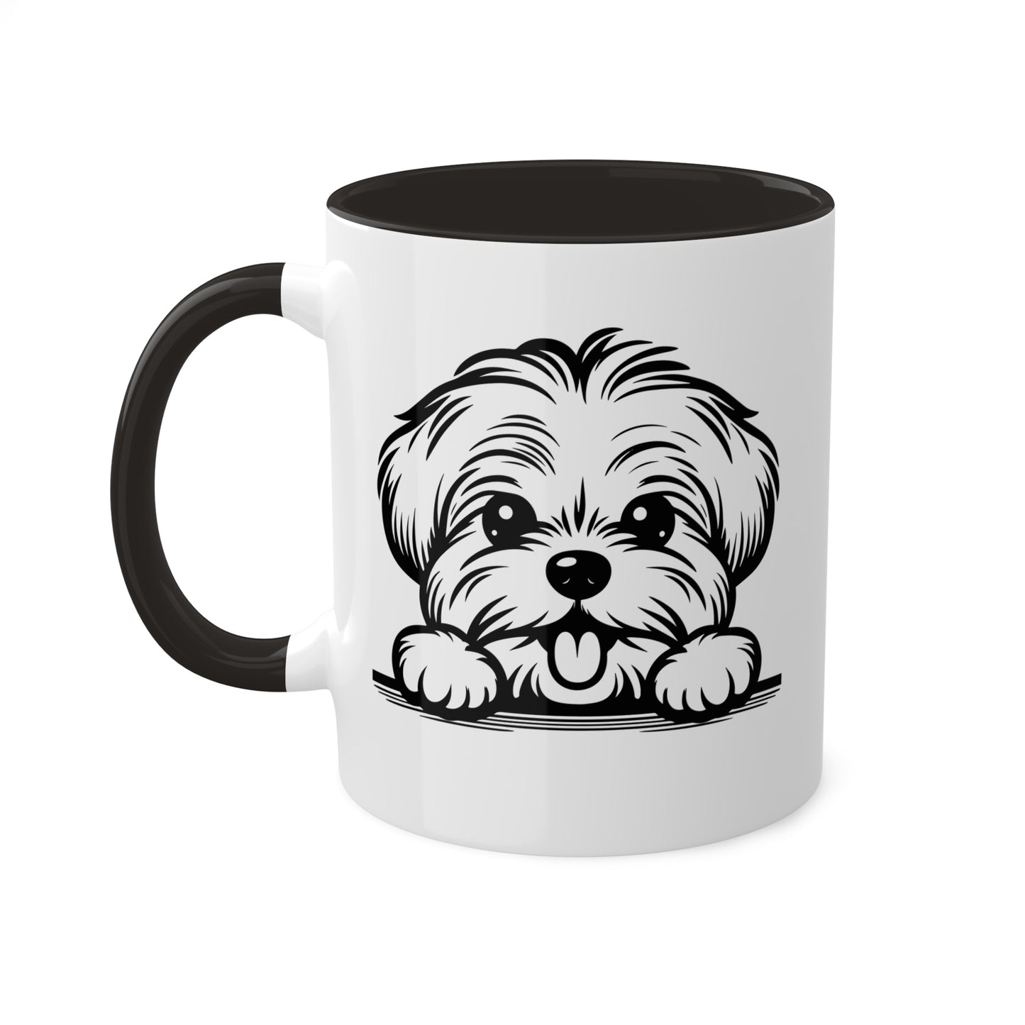 Taza de café con cara de perro maltés, regalo, taza colorida de 11 oz