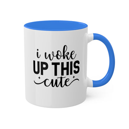 Me desperté con esta linda taza de regalo colorida y divertida de 11 oz