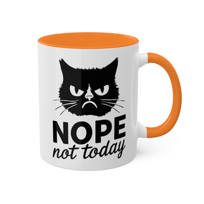 No, hoy no - Gato divertido - Taza de café colorida de 11 oz