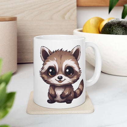 Kawaii Cartoon Raccoon - Coffee Mug (11oz, 15oz)