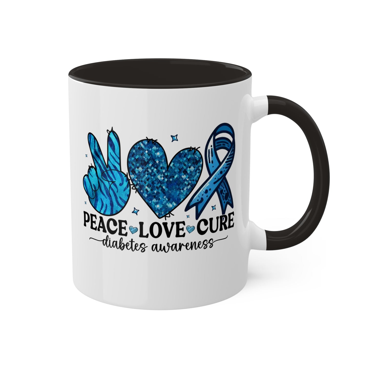 Peace Love Cure - Diabetes Awareness Coffee Mug, 11 oz