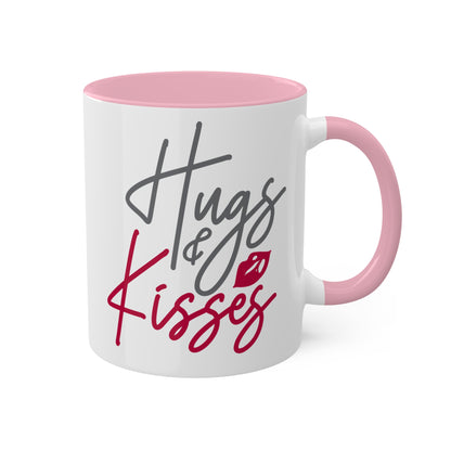 Abrazos y besos: taza de regalo colorida y linda para el día de San Valentín de 11 oz