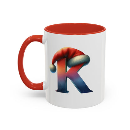 Taza con la letra "K" del alfabeto navideño (11, 15 oz)