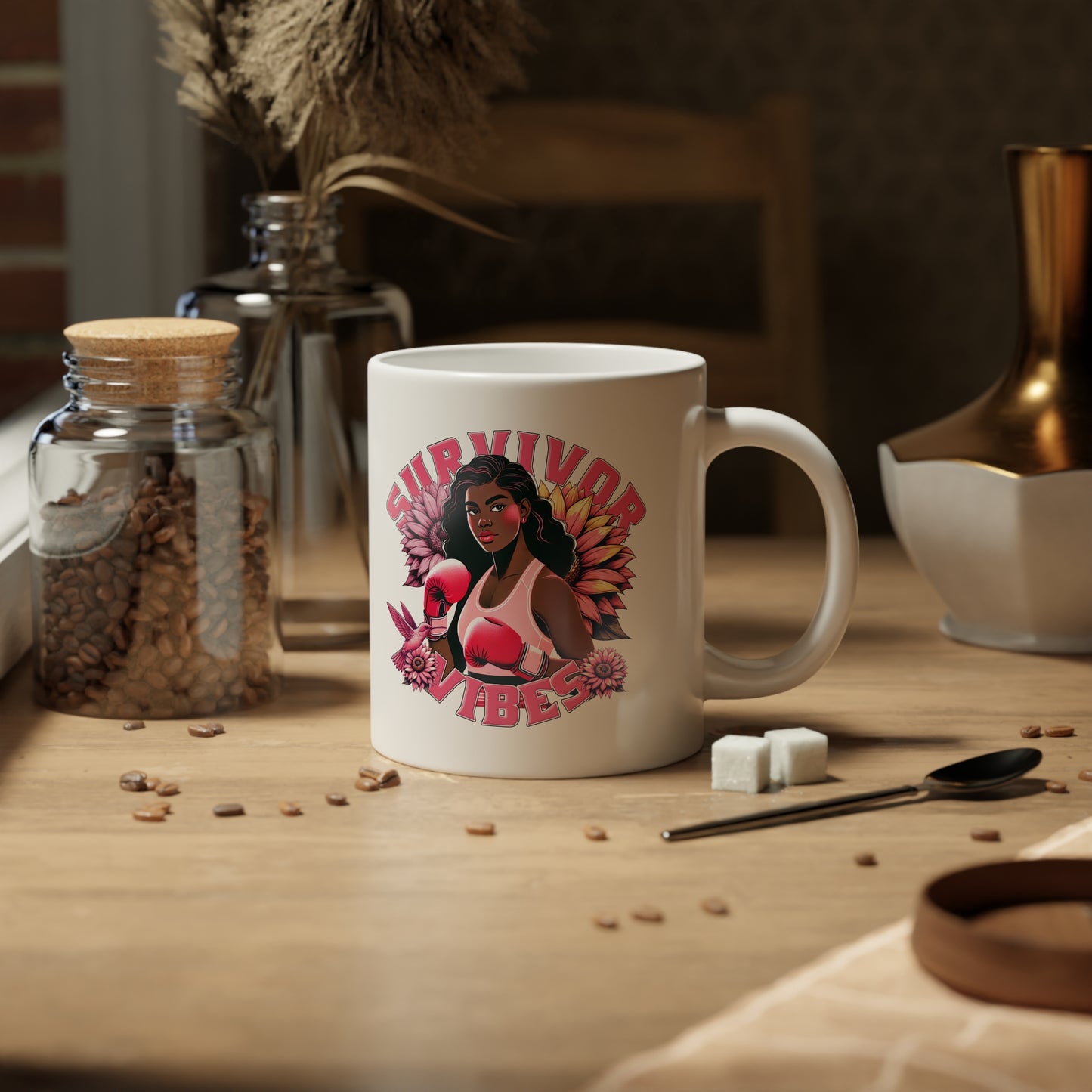 Survivor Vibes - Breast Cancer Awareness Jumbo Mug, 20oz