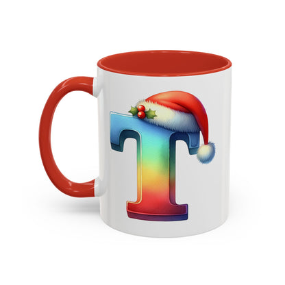 "T" Christmas Alphabet Letter - Holiday Gift Mug (11, 15oz)