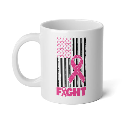 Pink Ribbon American Flag - Breast Cancer Awareness Jumbo Mug, 20oz