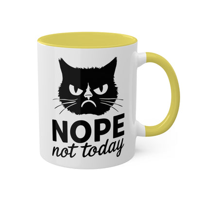 No, hoy no - Gato divertido - Taza de café colorida de 11 oz