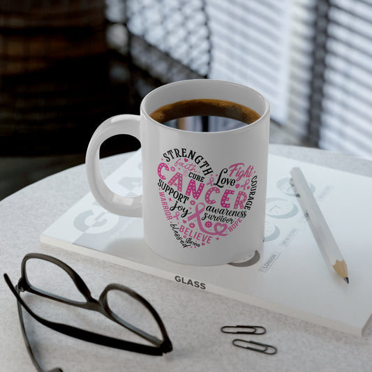 Pink Breast Cancer Awareness Heart - Jumbo Coffee Mug, 20oz