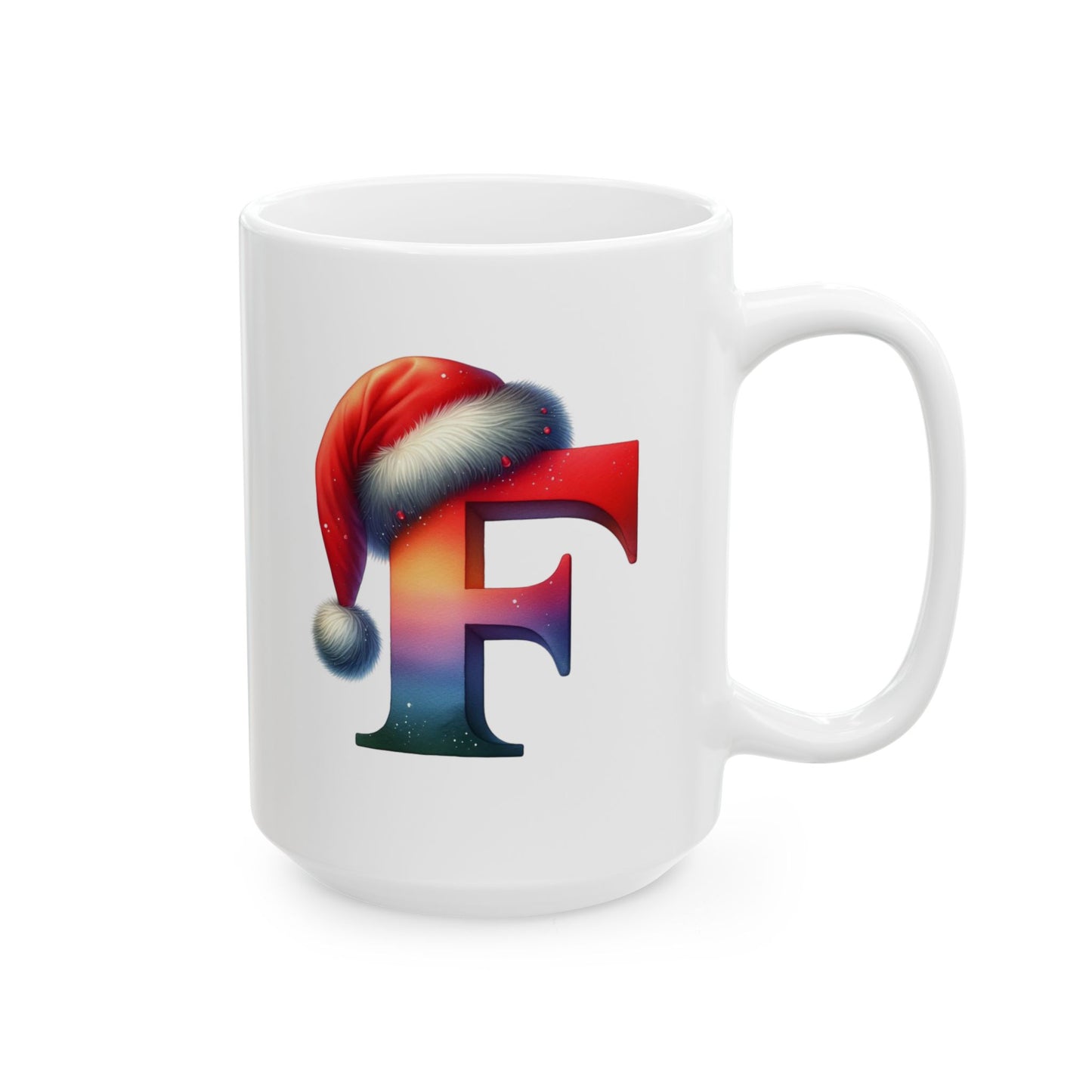 "F" Christmas Alphabet Letter - Holiday Gift Mug (11oz, 15oz)