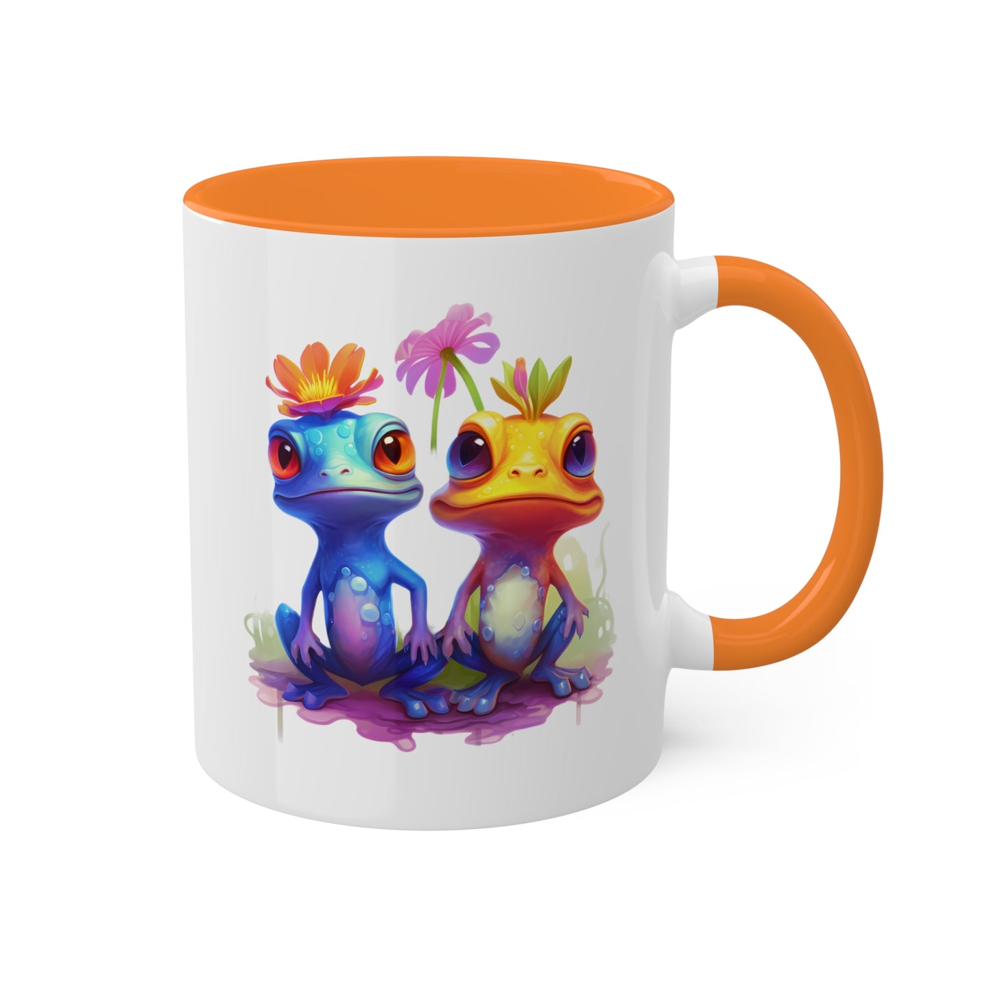 Two Cute Little Frogs Sitting - 11 oz Colorful Coffee Mug