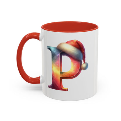 Taza con la letra "P" del alfabeto navideño (11, 15 oz)