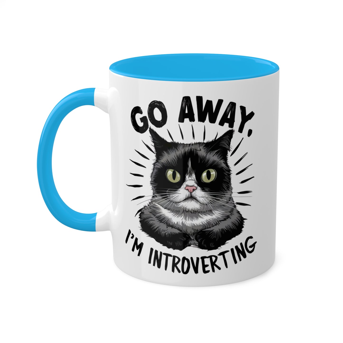 Go Away I'm Introverting - Funny Grumpy Cat - 11oz Colorful Mug