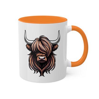 Vaca de las Tierras Altas: linda y sencilla: taza colorida de 11 oz