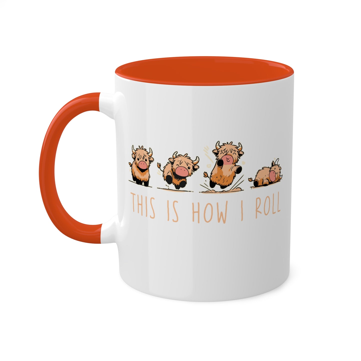 Así es como me muevo con las lindas vacas de las Tierras Altas - Taza de café colorida de 11 oz