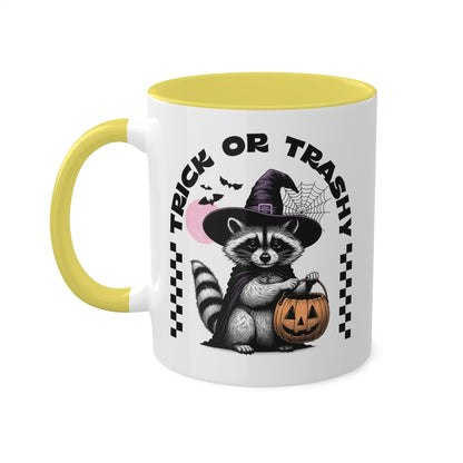 Trick Or Trashy With Cute Raccoon - 11oz Colorful Halloween Mug