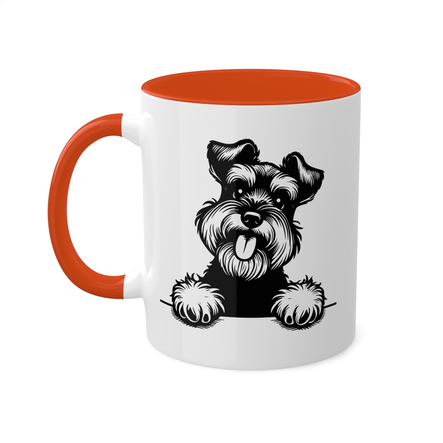 Taza colorida de 11 oz con cara de perro Schnauzer miniatura