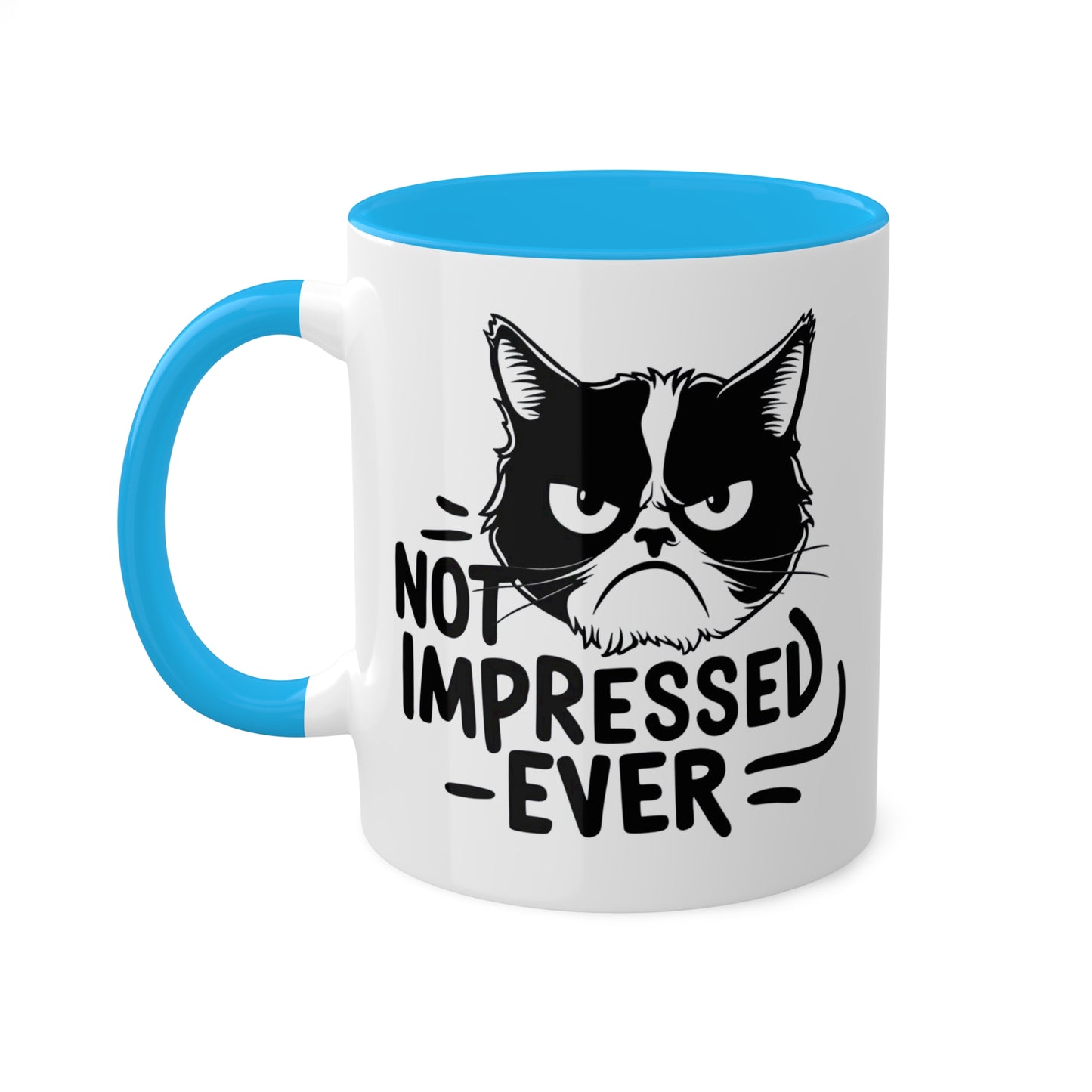 Nunca me impresionó - Divertido gato gruñón - Taza de café colorida de 11 oz