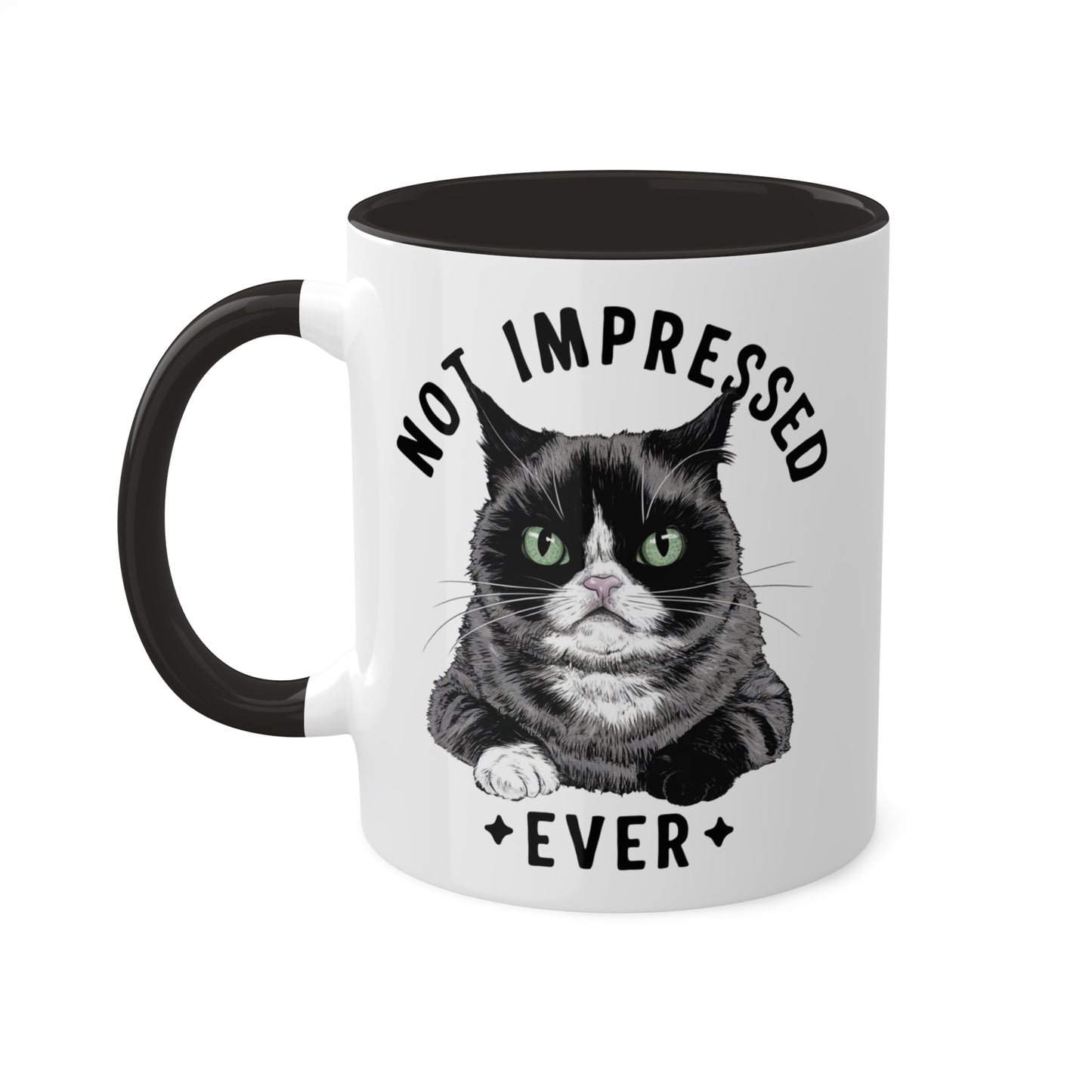 Nunca me impresionó - Lindo gato gruñón - Taza de café colorida de 11 oz