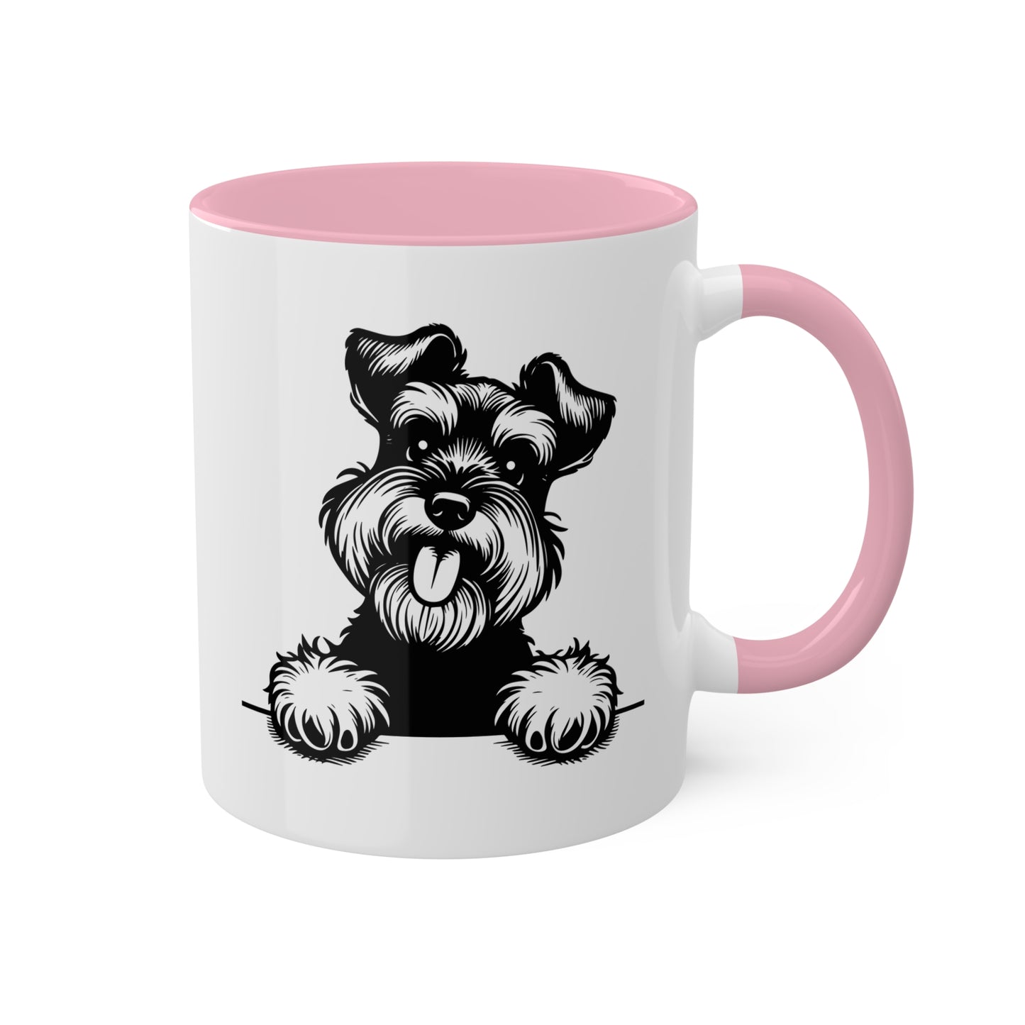 Taza colorida de 11 oz con cara de perro Schnauzer miniatura