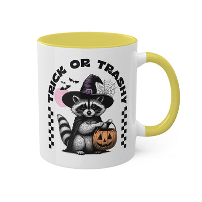 Trick Or Trashy With Cute Raccoon - 11oz Colorful Halloween Mug