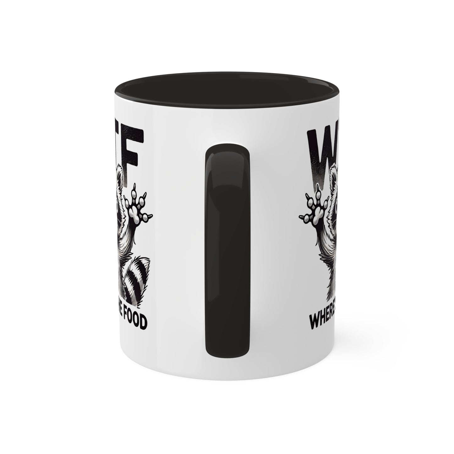 "WTF Where's The Food" Coffee Mug With Cute Raccoon, 11 oz